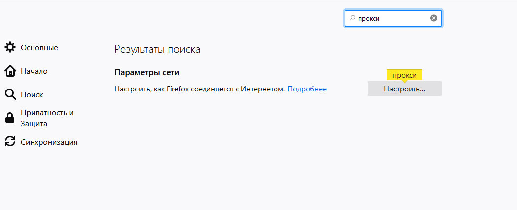 Firefox proxy settings
