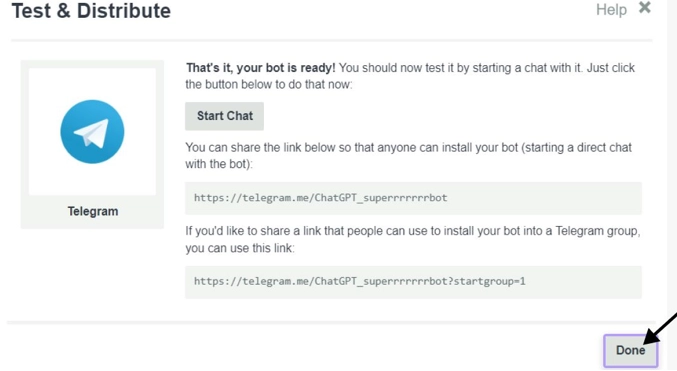 ChatGPT set Telegram bot parameters