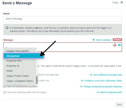 Getting response from ChatGPT
