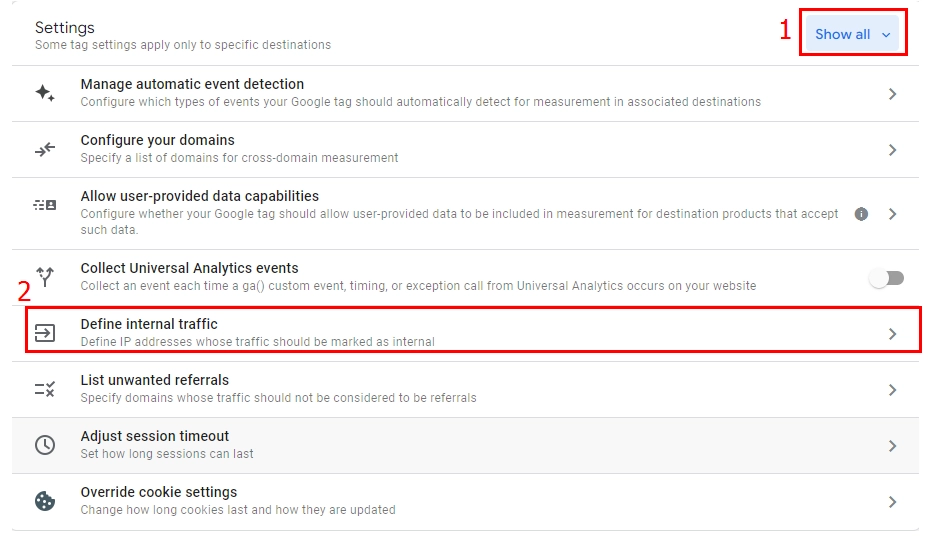 Google Analytics 4 internal traffic detection