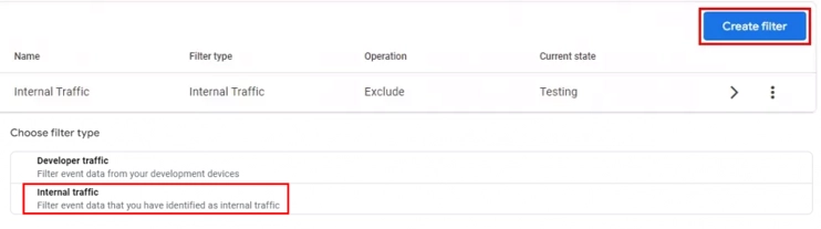 Google Analytics 4 creating a filter