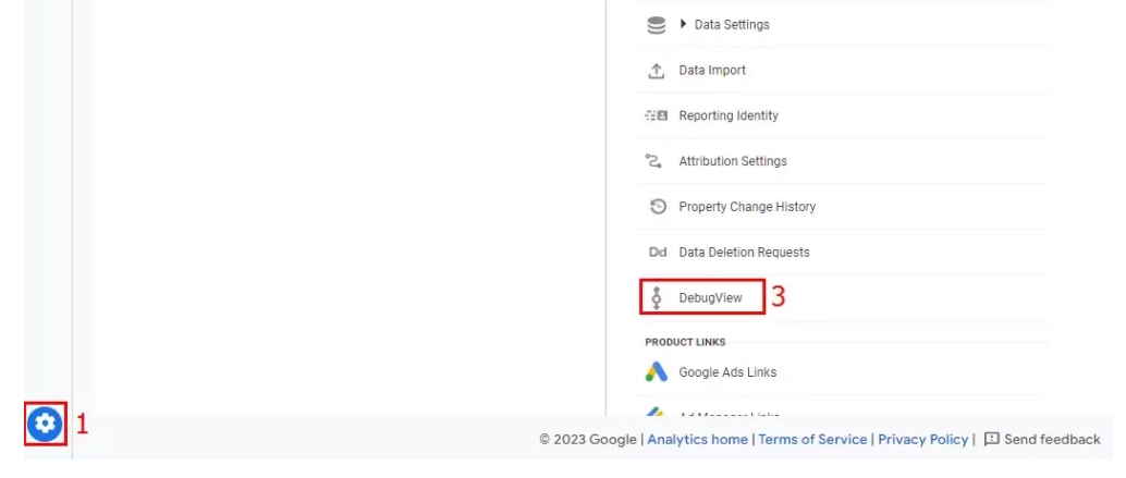 Google Analytics 4 DebugView tab