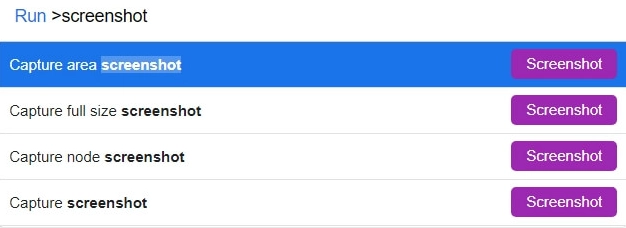 DevTools возможные варианты скриншотов