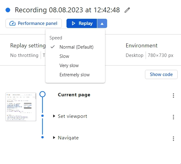 DevTools отзывчивость сайта на пользовательские запросы