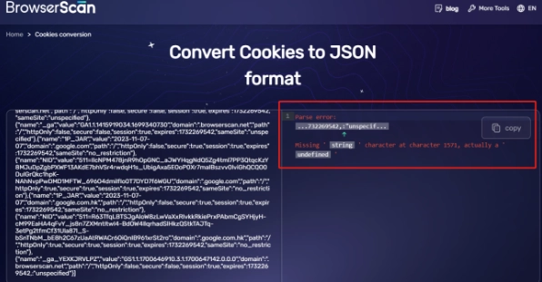 BrowserScan Cookie converter