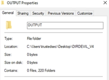 Fileless data storage: folder properties