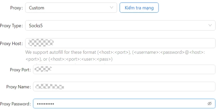 Omnilogin: setting the technical parameters of the proxy server