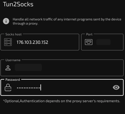 Tun2Socks задаем параметры прокси
