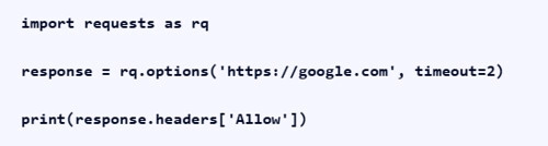 Requests in Python: processing the OPTIONS request