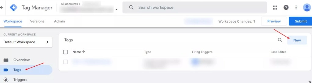 Google Tag Manager:create a new tag