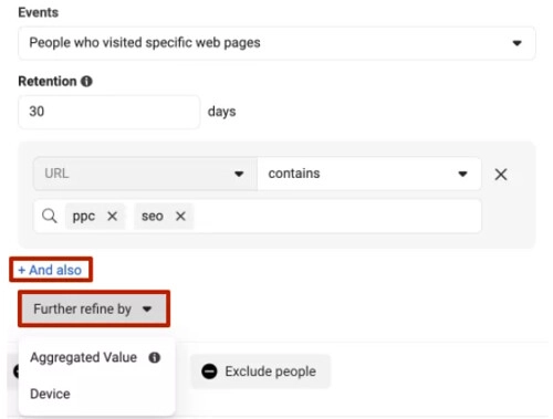 Custom Audiences: "People who have visited specific web pages"