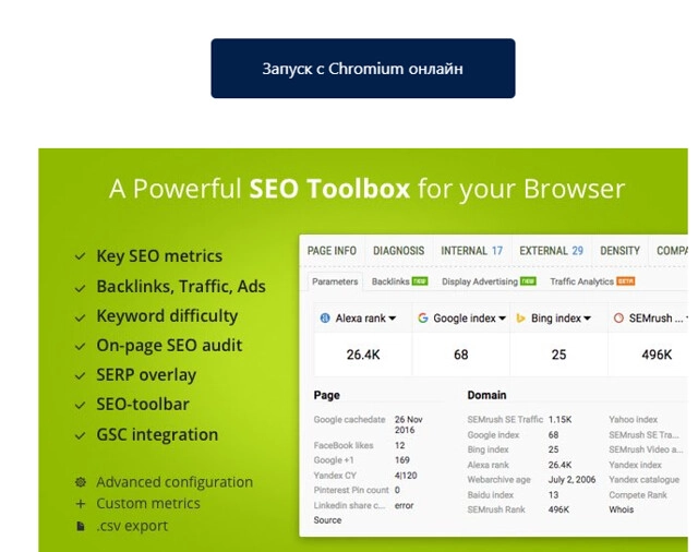 SEOquake: functionality