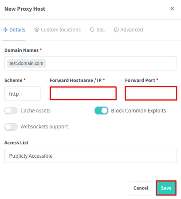 Nginx Proxy Manager: proxy server setup