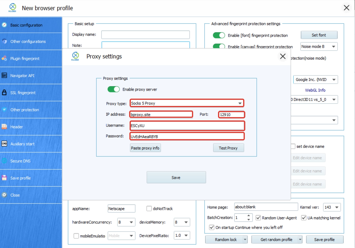 Настройка SOCKS5 прокси MobileProxy.Space в XLogin