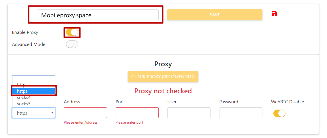 Пошаговая настройка HTTP прокси для Aezakmi Browser